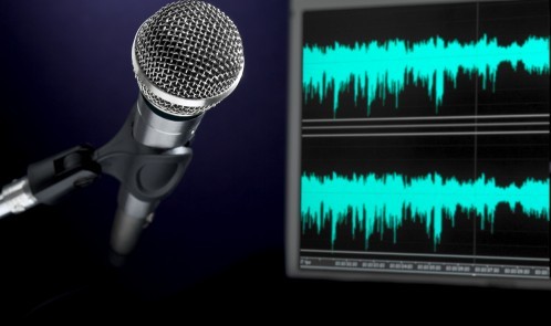 A dynamic microphone and a waveform monitor.